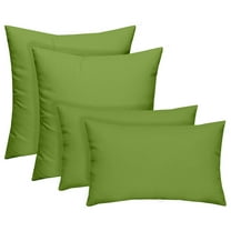 Set of 4 Indoor/Outdoor Pillows - 17" Square Throw Pillows & 12" x 20" Rectangle/Lumbar Decorative Throw Pillows - Solid Green Fabric