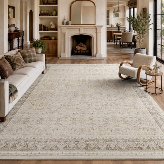 SIXHOME 5'x7' Area Rugs for Living Room Vintage Area Rug Machine Washable Neutral Rugs Beige