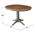 thumbnail image 6 of 36" Round Solid Wood Extension Dining Table With 4 Cross Back Chairs in Distressed Hickory/Stone by International Concepts, 6 of 9