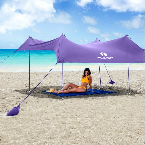 Red Suricata Purple Family Beach Sun Shade Canopy Tent Sunshade with sand anchors
