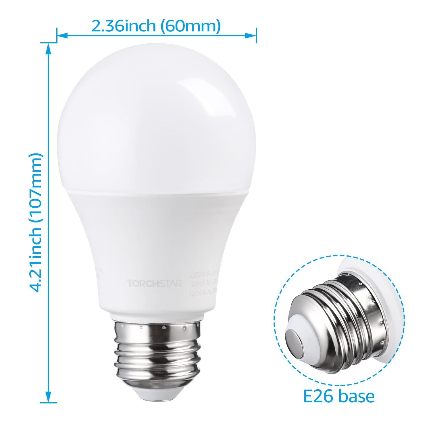 4 Pack Garage Door Opener LED Light Bulb, 100W Equivalent, 1700 Lumens Ultra-Bright A19, Shock Resistant Minimize Interference, 3000K Warm White, 15-Watt, UL-FCC listed, E26 Base