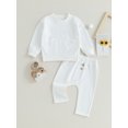 thumbnail image 2 of Bagilaanoe 2PCS Newborn Baby Girl Boy Long Pants Set Solid Color Long Sleeve Sweatshirt Pullover Tops + Drawstring Sweatpants 3M 6M 9M 12M 18M Infant Casual Sweatsuits, 2 of 8