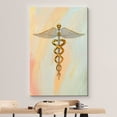 thumbnail image 3 of wall26 Canvas Print Wall Art Golden Caduceus on Watercolor Background Medicine People Digital Art Modern Art Contemporary Scenic Colorful for Living Room, Bedroom, Office - 24"x36", 3 of 5