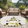 thumbnail image 4 of Lemon Gnomes Round Area Rug 8Ft Washable Large Circle Rugs for Living Room Dorm, Summer Botanical Fruit Wooden Grain Plaid Non-Slip Carpet Floor Mats Indoor Outdoor Carpet Runner Aesthetic Home Decor, 4 of 8