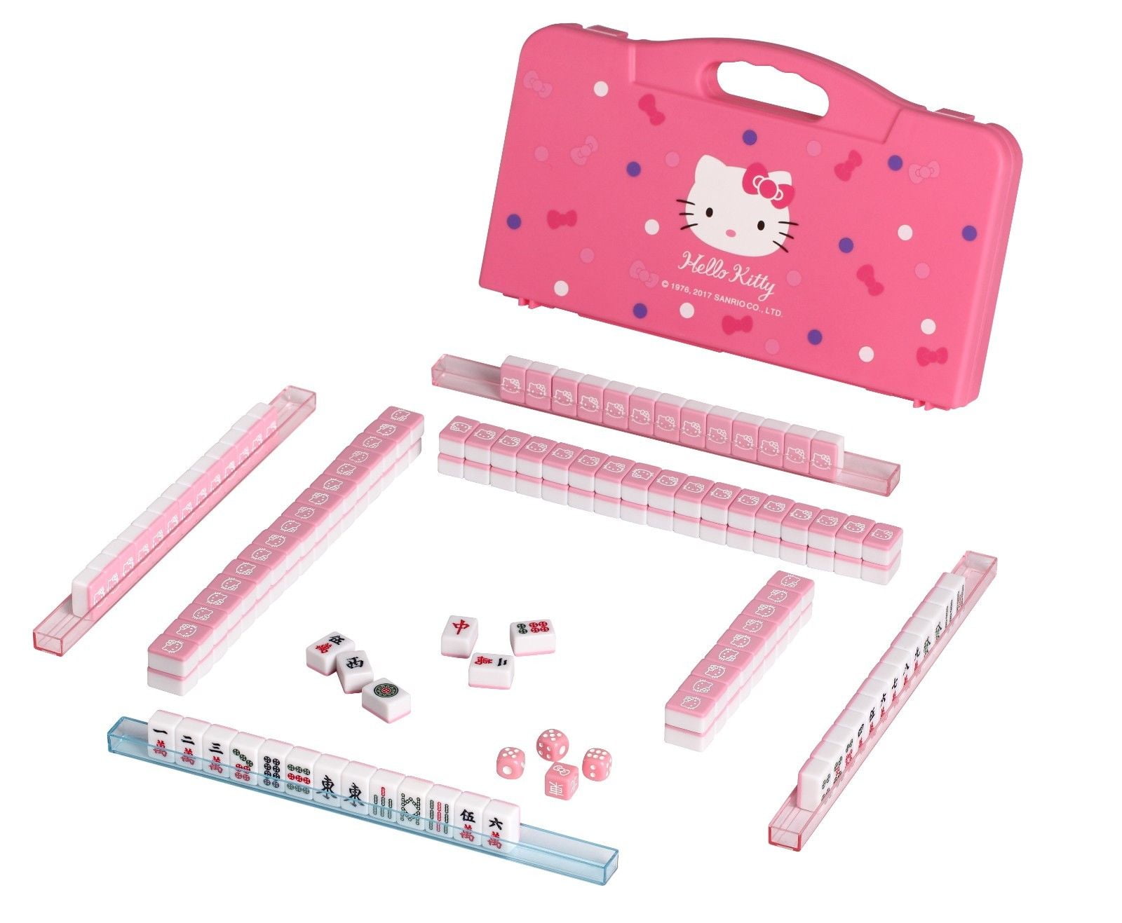 144 Tiles Playing Mat 4 Pushers Pink Aluminum Complete Mahjong Set Hello Kitty Sanrio ????? 