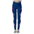 thumbnail image 3 of Weebloom Women's Christmas Leggings Xmas Glass Printed High Waisted Lift Exercise Yoga Pants Navy Xl, 3 of 5