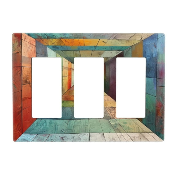 Colorful Plate Disappearing Point 3 Gang Toggle Light Switch Cover Decorative Switch Plates and Outlet Covers Wall Plates for Electrical Kitchen Home Office Art Decor
