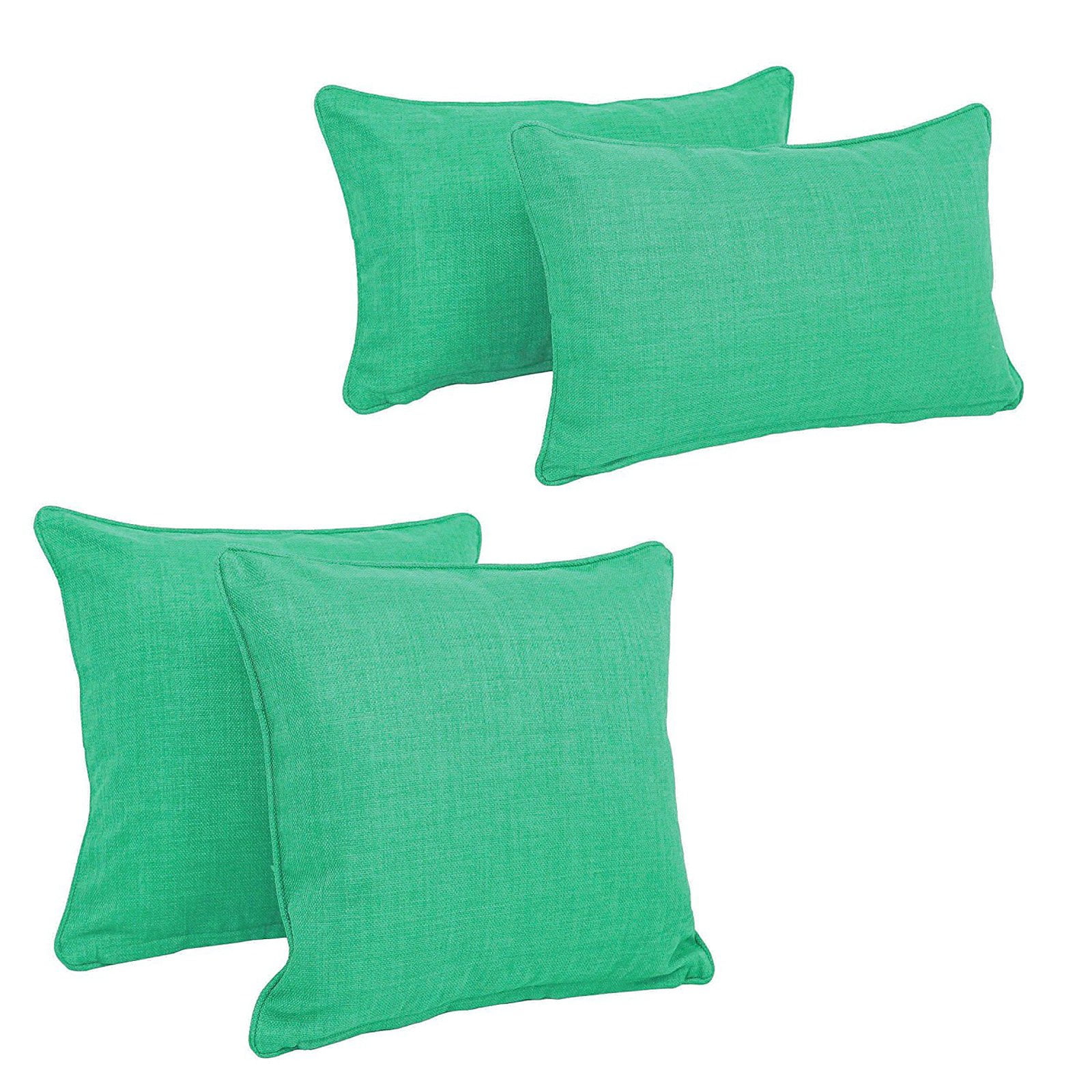Blazing Needles 18” x 18” Aqua Blue Solid Polyester Decorative Pillows, Removable Cover (4 Count)
