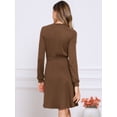 thumbnail image 3 of DARING DIVA Women's Long Sleeve Fall A-Line Ribbed Knit Crew Neck Dress XS Brown, 3 of 6