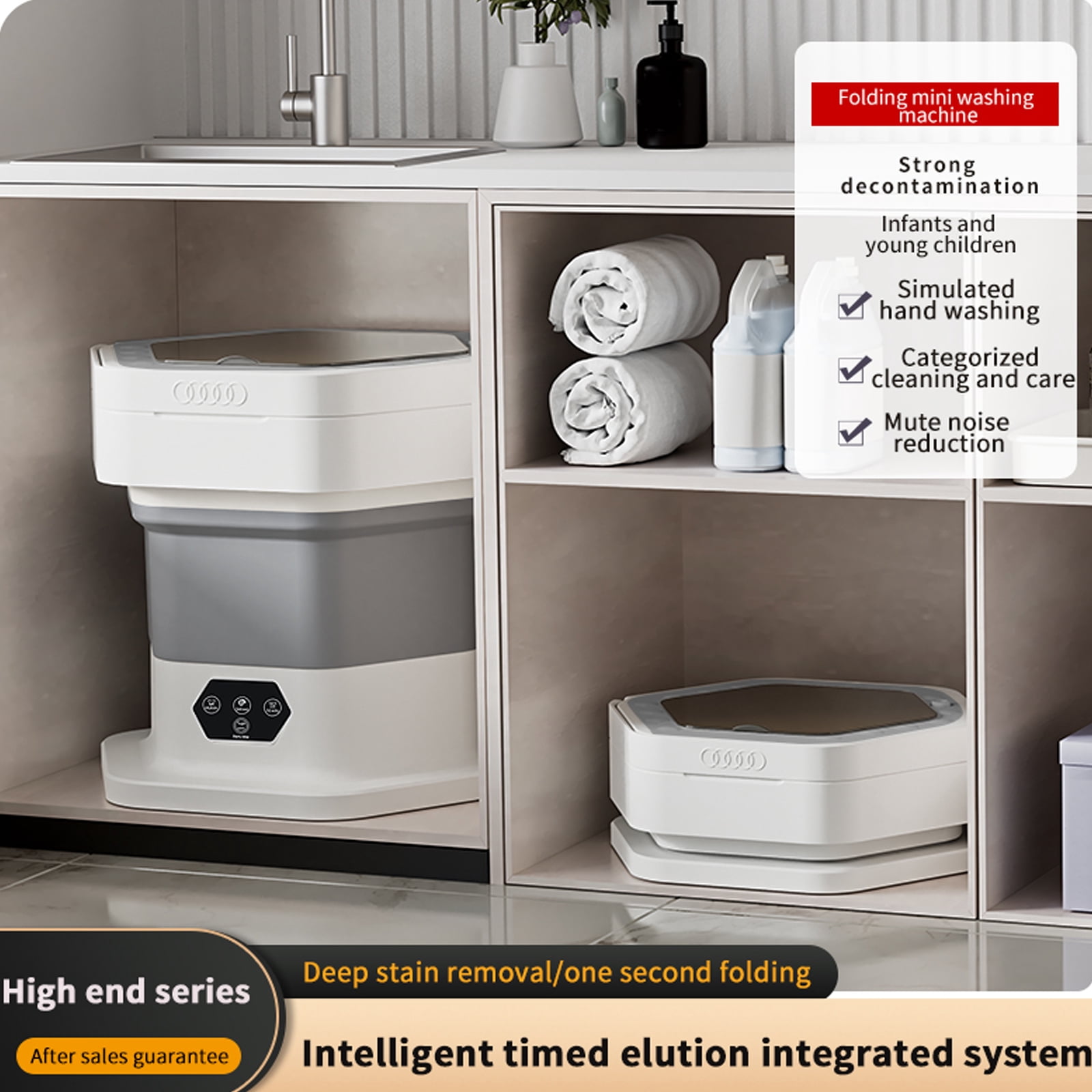 Foldable Washer Space Saving Design Energy Saving 60W Washing Machine Plastic Texture Perfect for Home Dorm Storage