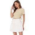 thumbnail image 1 of Tops cortos elásticos brillantes con cordón lateral con cordón brillante para mujer Beige L, 1 of 5