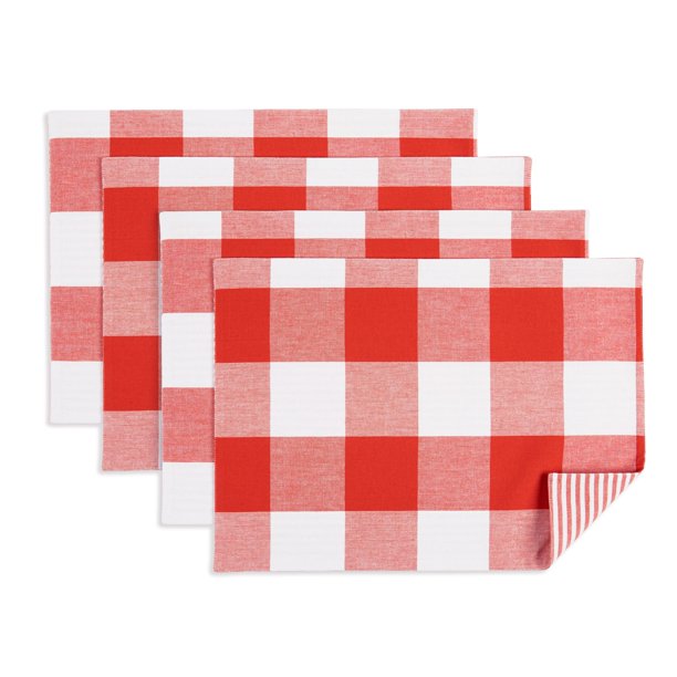 Better Homes & Gardens Farma Placemat, Red, Set of 4, Available in