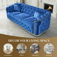 thumbnail image 6 of Wiilayok 84.6" Velvet Button Tufted Sofa,Mid-Century Classic Chesterfield Sofa Couch with Thick Backrest&Armrest,Gold Steel Accents,3 Seat Sofa Couches for Living Room,Blue, 6 of 8