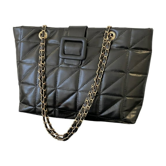 S-631 Black Quilted Chain Shoulder Bag Underarm Purse For Women Large Capacity Crossbody Bag With Multiple Compartments For Work Travel Evening Out Fashion Accessory 180G