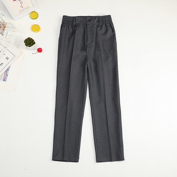 ATOGUTA Boys Dress Pants Elastic Waist Jogger Sweatpants Kids Teens Running Athletic Pants with Pockets Size 3T-17, Gray