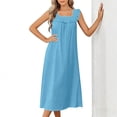thumbnail image 5 of Jamicy Nightgowns for Women Square Neckline Long Sleeveless Solid Color Dress Night Gown Victorian Sleep Dress Soft Night Dress Ladies Sleepwear, 5 of 9