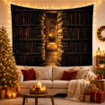 thumbnail image 3 of Grand Library with Tall Bookshelves and Golden Archway, Cozy Vintage for Book Lovers, Scholarly Decor, Graduation Gift, Tapestry Wall Hanging for Home Library and Study Room, 3 of 7