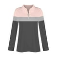 thumbnail image 5 of miqiqism Women's Long Sleeves V Neck Polo Shirts Half Zip Tshirts Colorblock Polos Tees Lapel Collar Blouses Loose Tunic Tops Teen Girls Pullover Clothing,01_Pink,X-Large, 5 of 6