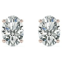 JeenMata 4 Prong 2.5 Carat Oval Cut Moissanite Solitaire Stud Earrings In 18K Rose Gold Plating Over Silver