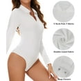 thumbnail image 4 of MANIFIQUE Women V Neck T Shirts Long Sleeve Bodysuit Tops Casual Collared Leotard, 4 of 6