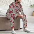 thumbnail image 7 of Salouo Rose Flowers Print Button-Front Long Sleeve Pajama Set for Men, Soft 2Pjs Men's Long Sleeve Sleepwear-X-Large, 7 of 7