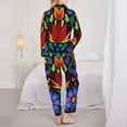 thumbnail image 5 of Kll Colorful Floral Print Women'S Long Sleeve Pajamas With Pants Sleepwear Loungewear 2 Set-Small, 5 of 9