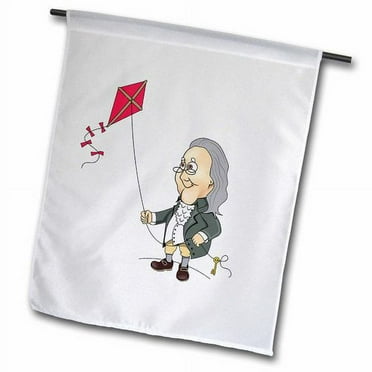 3dRose Benjamin Franklin and His Famous Kite Experiment Polyester 1'6'' x 1' Garden Flag