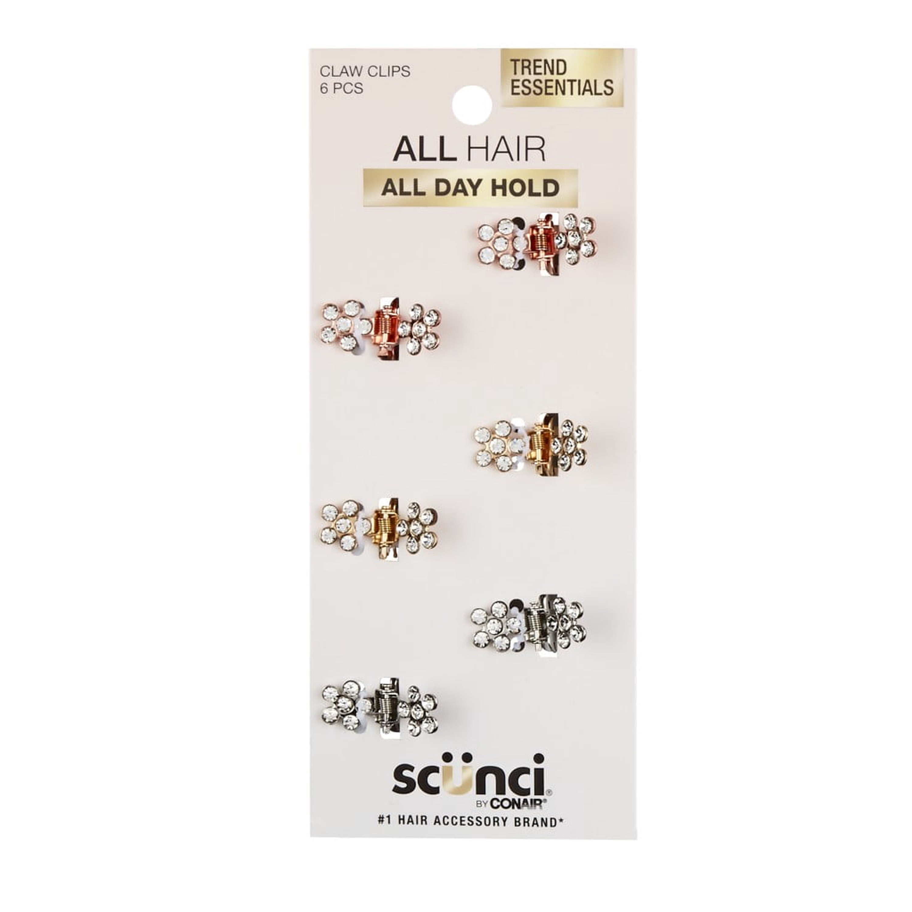 (2 pack) Scunci Mini Rhinestone Claw Clip, Multicolor, 6 Count