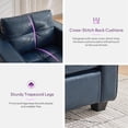 thumbnail image 4 of LAZZO Faux Leather Accent Chair, Mid-Century Modern Tufted Armchair with Wide Arms for Living Room, Bedroom and Office, Blue, 4 of 7