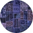 thumbnail image 1 of Ahgly Company Machine Washable Indoor Round Oriental Blue Modern Area Rugs, 4' Round, 1 of 4