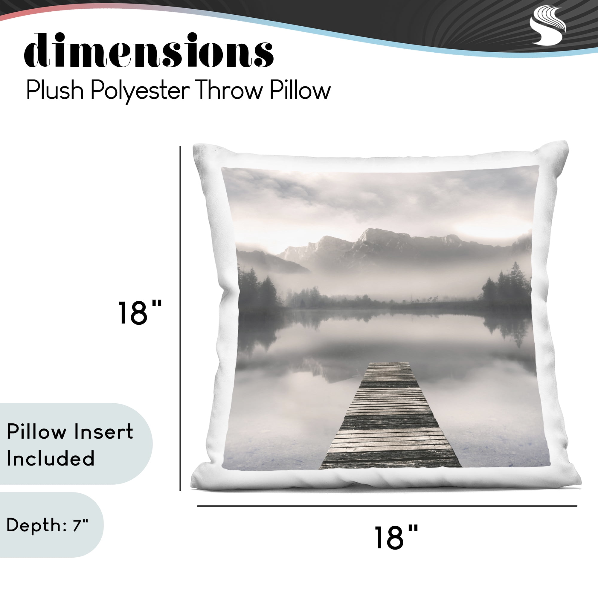 Stupell Industries Calm Reflective Waters & Mountains Decorative Printed Throw Pillow, design by Irene Weisz, 18 x 7 x 18