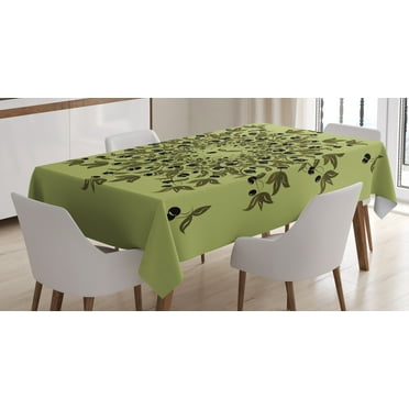 Ambesonne Olive Green Tablecloth Rectangular Table Cover, Fruit Branches, 60"x90", Olive Green Green