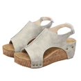 thumbnail image 4 of Womens Platform Wedge Sandals Featuring Corkys Cushioned Lightweight For All Day Wear Hook And Loop Closure, 4 of 9