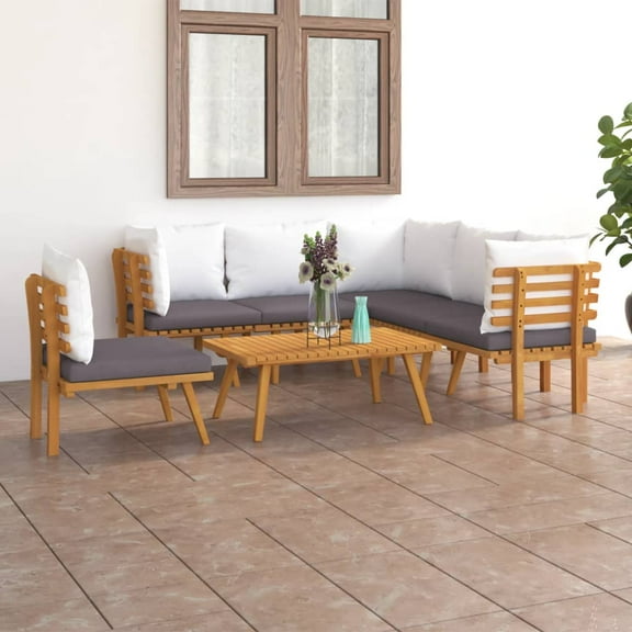 vidaXL 7 Piece Patio Lounge Set with Cushions Solid Acacia Wood, 3087015