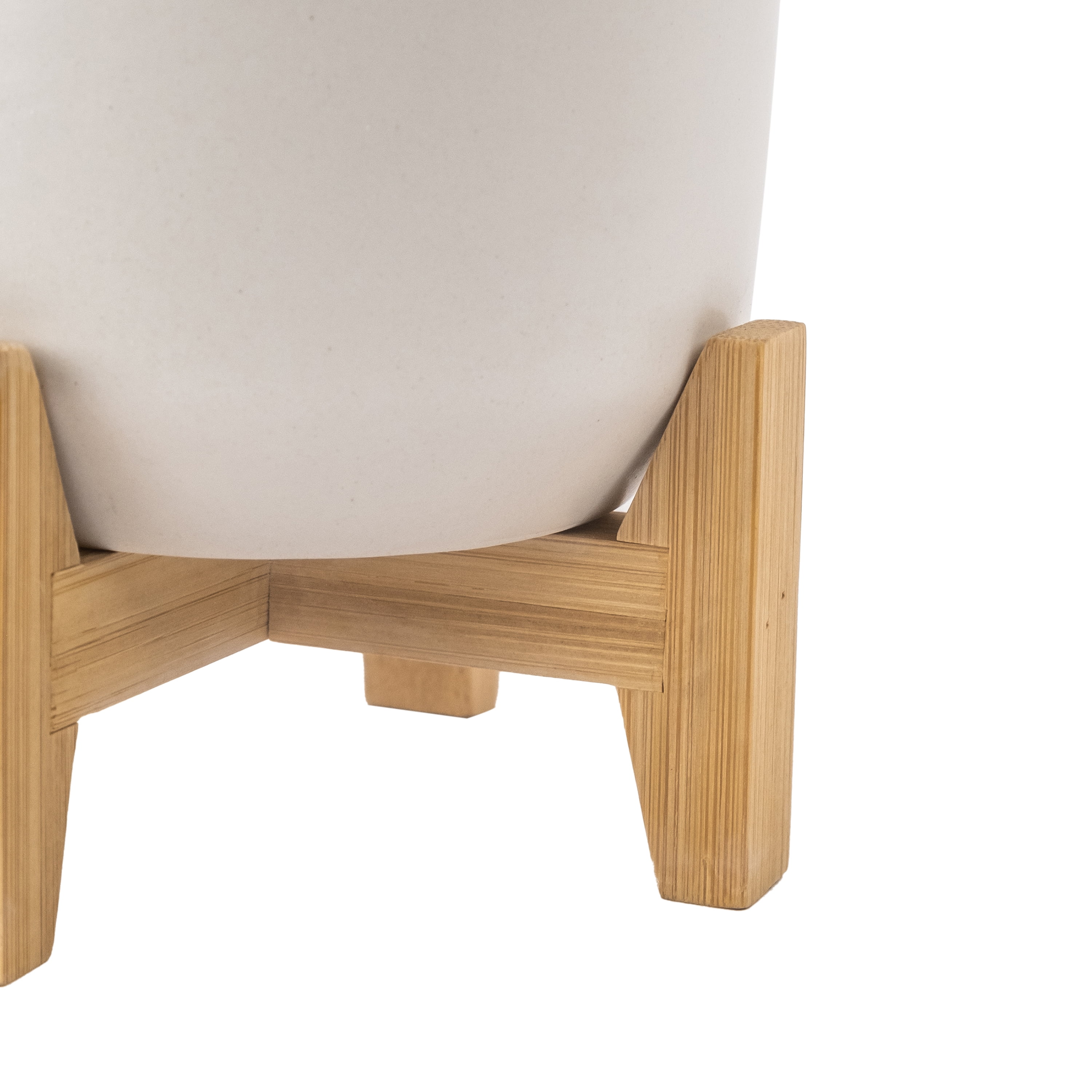 Mainstays 4IN White Ceramic Planter with Bamboo Stand