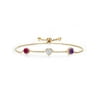 Gem Stone King Keren Hanan Round Heart Princess Cut 18K Yellow Gold Plated Silver Bracelet Created Ruby Created Moissanite Very Light IJK (2.51 Cttw, Fully Adjustable Up to 9 inch)