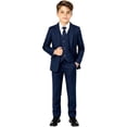 thumbnail image 3 of Boys Summer Outfits Formal Suit Set with Jacket Shirt Tie and Pants for Occasions Boys' Clothing Sets Blue G, 3 of 5