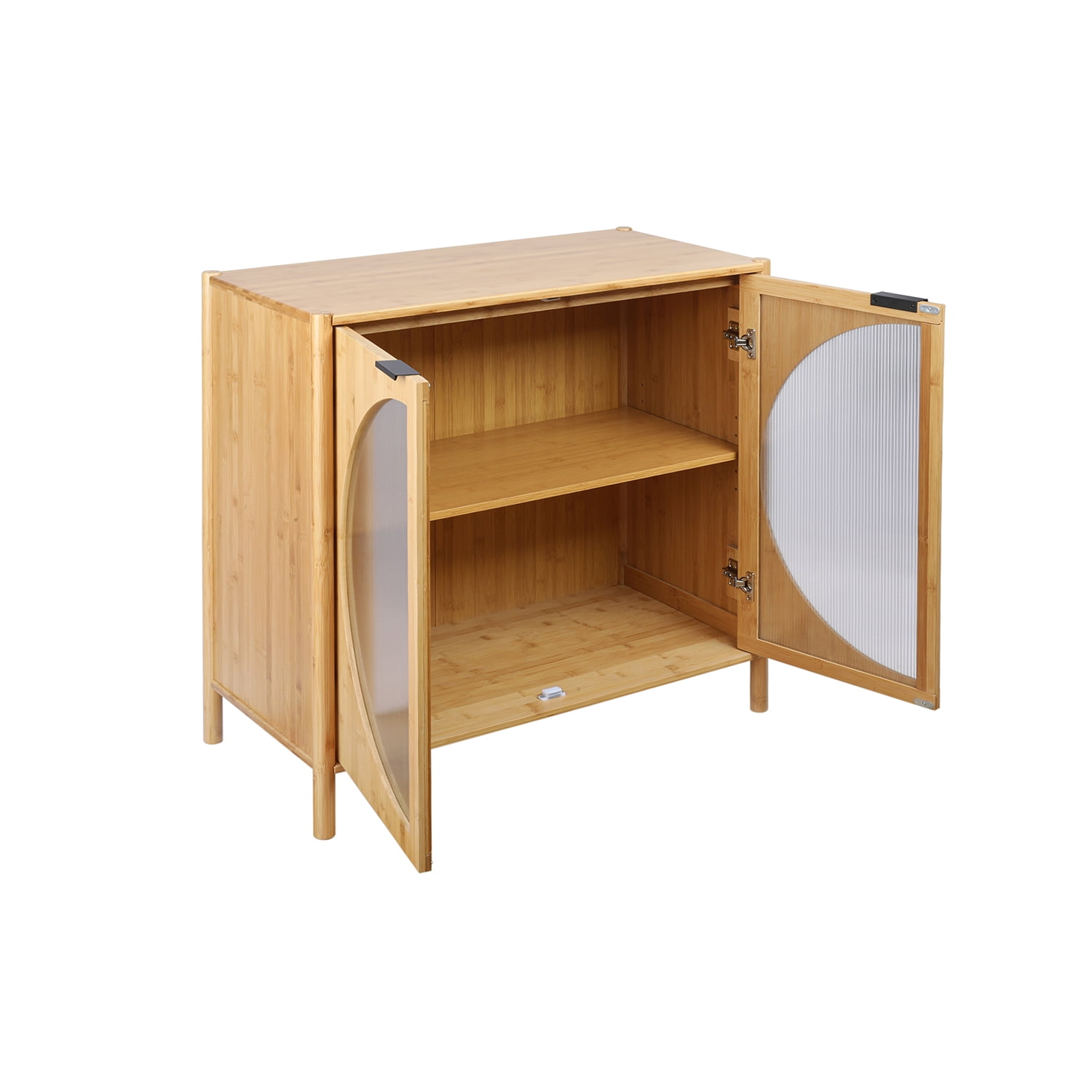 Kadyn Floor Storage Cabinet, Mid-Century Sideboard Buffet Cabinet with 2 Doors, Bamboo Kitchen Storage Cabinet for Dining Room, Living Room, Barnwood Kadyn Floor Storage Cabinet, Mid-Century Sideboard Buffet Cabinet with 2 Doors, Bamboo Kitchen Storage Cabinet for Dining Room, Living Room, Barnwood
