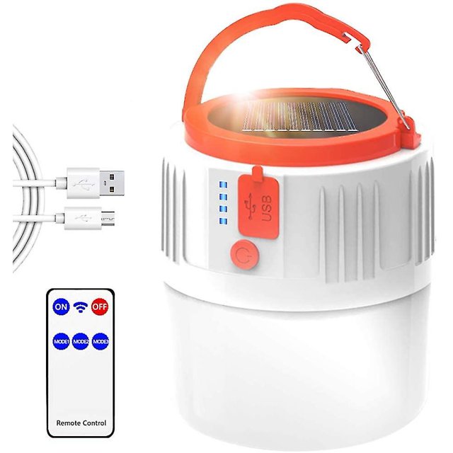 Lámpara Led Recargable Linterna de Acampar Solar/usb Portátil Con Control Remoto, Impermeable Ip45 2200 Mah Afortunado Sencillez