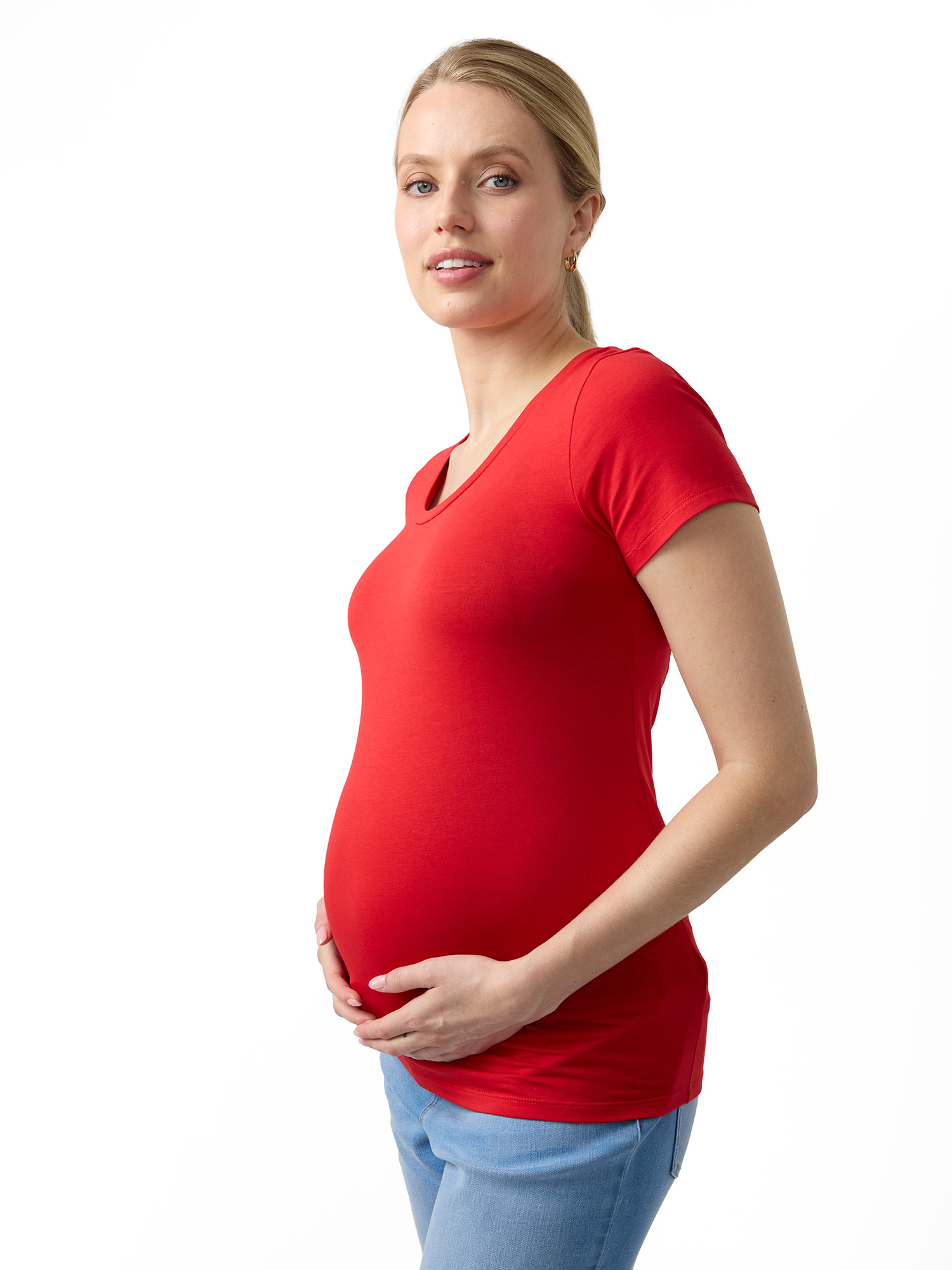 Ingrid & Isabel For Every Belly Women's Maternity Short Sleeve Fitted Scoop Tee, Sizes S-XXL