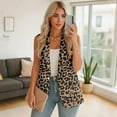 thumbnail image 4 of Uorisanigo Leopard Print Womens Vest Waistcoat Open Front V Neck Women's Sleeveless Vest Jacket with Pockets Blazer Vests Casual Size 3XL, 4 of 7