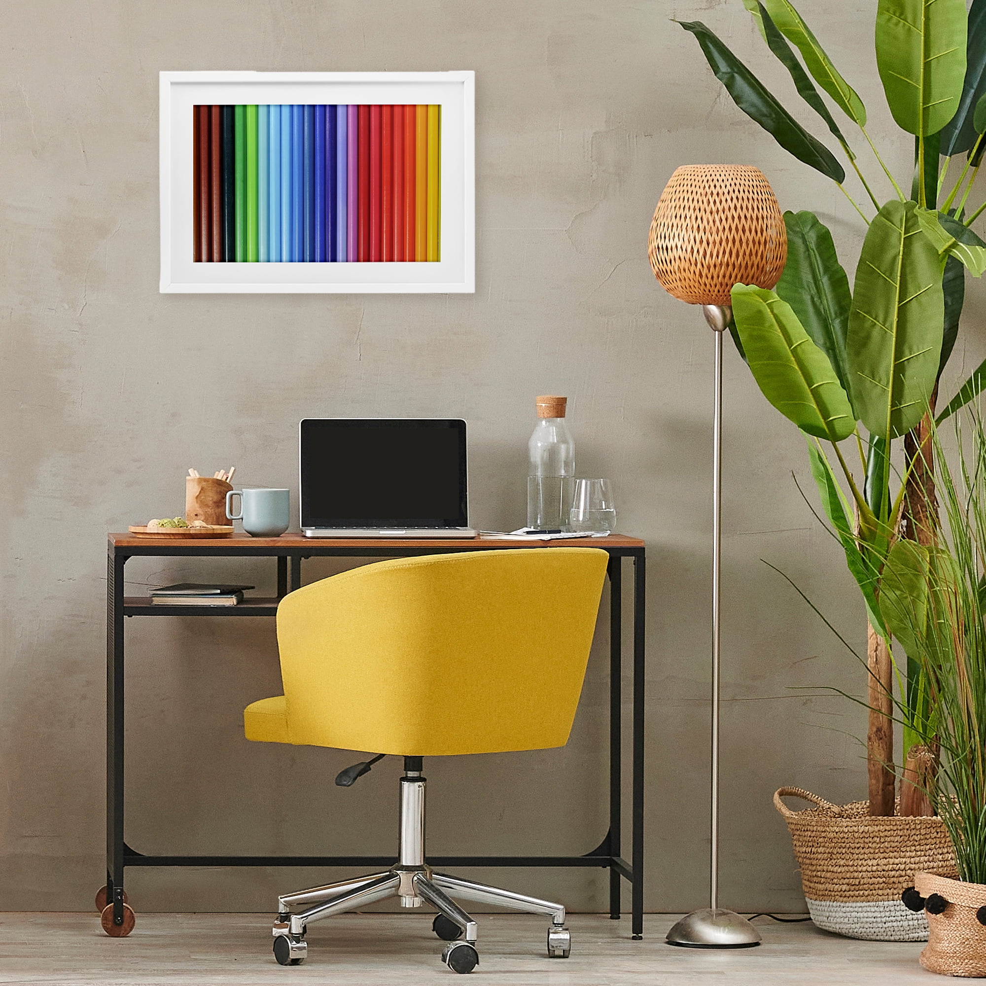 Stupell Industries Colored Pencil Lineup White Framed Print Under Glass, design by Tom Quartermaine