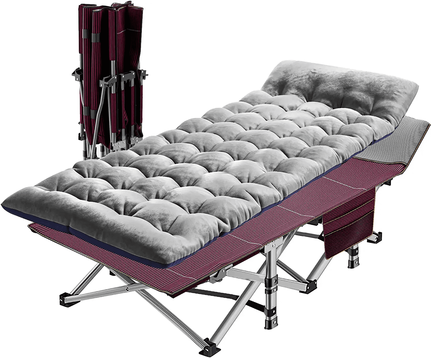 Slsy Folding Camping Cots with 2 Sided Mattress,Heavy Duty Wide