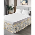 thumbnail image 4 of Garden Flora Illustrations Wrap Around Bed Skirts for Queen Bed 18" Drop, Bed Skirt with Adjustable Elastic Belt Dust Ruffle Bed Valance for Bedroom Hotel Luxury Blue Yellow Flowers Bed Frame Cover, 4 of 7