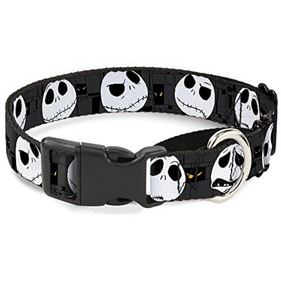 Buckle-Down Martingale Dog Collar - Nightmare Before Christmas Jack Expressions Gray - 1" Wide - Fits 9-15" Neck Size