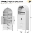 thumbnail image 2 of UEV 71.3" Tall Arched Cabinet, 6-Tier Arched Bookcase with Doors and Drawers,Bookshelf with Storage, Kitchen Pantry Modern Wooden Farmhouse Storage Cabinet for Living Room,White, 2 of 7