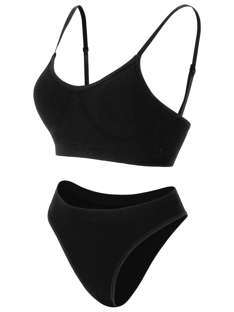 Spencer Women Sexy Lingerie Set 2 Piece Female Push Up Bra and Panty Set  Strappy Bralette Underwear Sleepwear Nightwear "M,Black" - Walmart.com
