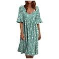 thumbnail image 2 of SMihono Robe d'Été Grande Taille pour Femmes 2023 Mode Femmes Rétro Fleurs Brisées Volants Manches Courtes Confortable Robe Décontractée, 2 of 3