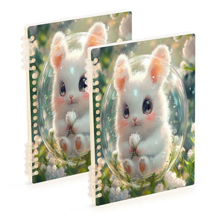 Notebook 8.3x5.7x0.4 Inch One Sizex2 Journey Note Diary Hardcover Notebook 60 Pages,80g Paper Writing Smooth and Not Easy to Break Cartoon Bubble Rabbit