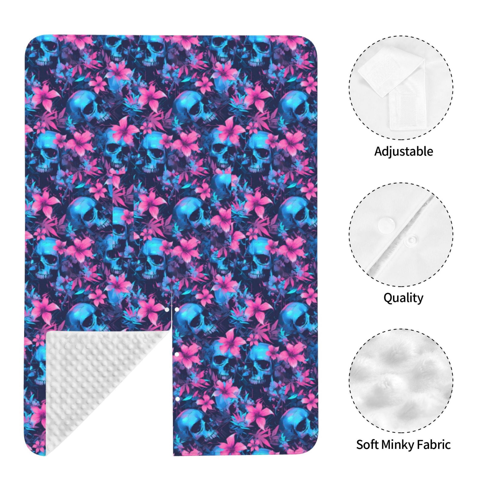 Naloa Blue Skull Flower Baby Car Seat Cover, Breathable Baby Carrier Cover, Multiuse Baby Carrier Cover & Nursing Breastfeeding Cover
